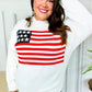 American Flag White Crochet Oversized Knit Sweater