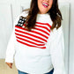 American Flag White Crochet Oversized Knit Sweater