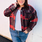 City Streets Burgundy & Rust Plaid Studded Cropped Jacket