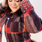 City Streets Burgundy & Rust Plaid Studded Cropped Jacket