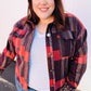 City Streets Burgundy & Rust Plaid Studded Cropped Jacket