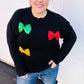 Be Merry Black Multicolor Sequin Bow Knit Sweater