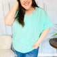 Weekend Ready Mint Drop Shoulder V Neck Woven Top