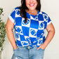 Turn Up The Volume Blue Football Checker Print Top