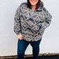 Call For You Grey Aztec Half Zip High Neck Hoodie