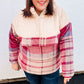 Tried & True Oatmeal & Garnet Plaid Half Zip Puffer Hoodie