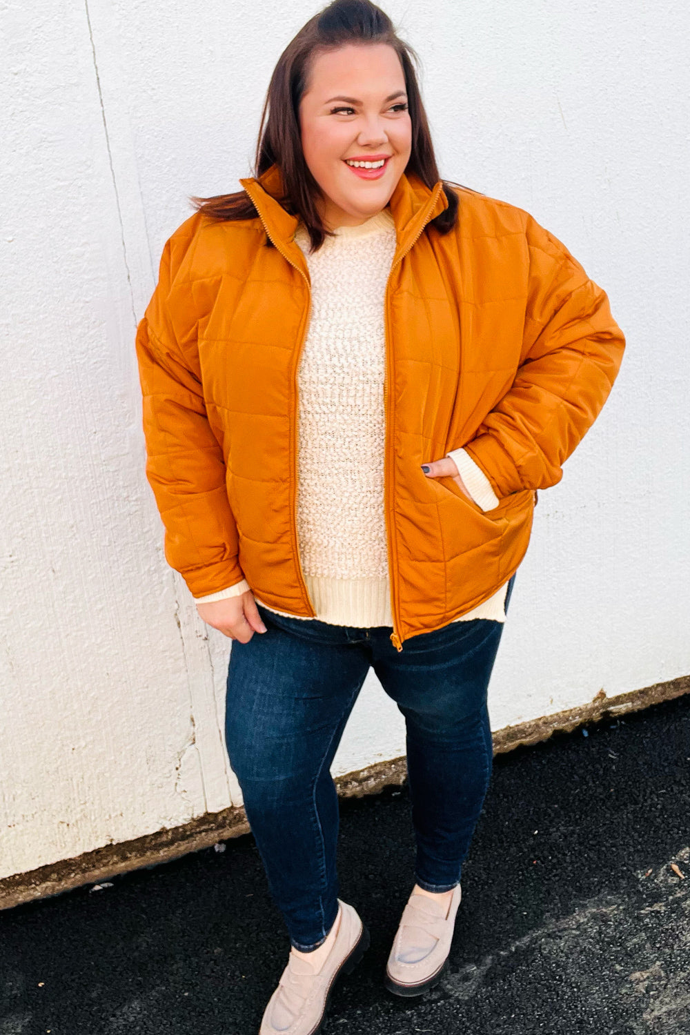 Eyes On You Butterscotch Quilted Puffer Jacket