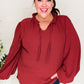 Feeling Femme Off Burgundy Frilled Edge V Neck Tie Top