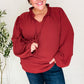 Feeling Femme Off Burgundy Frilled Edge V Neck Tie Top