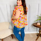 Flower Power Ivory & Red Floral Mock Neck Flutter Sleeve Top