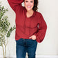 Feeling Femme Off Burgundy Frilled Edge V Neck Tie Top