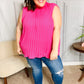 Sweet New Days Fuchsia Smocked Neck Pleated Sleeveless Top