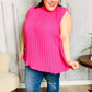 Sweet New Days Fuchsia Smocked Neck Pleated Sleeveless Top