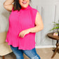 Sweet New Days Fuchsia Smocked Neck Pleated Sleeveless Top