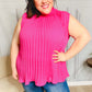 Sweet New Days Fuchsia Smocked Neck Pleated Sleeveless Top