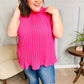 Sweet New Days Fuchsia Smocked Neck Pleated Sleeveless Top