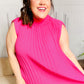 Sweet New Days Fuchsia Smocked Neck Pleated Sleeveless Top