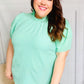 Follow Me Mint Frill Mock Neck Woven Top