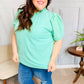 Follow Me Mint Frill Mock Neck Woven Top