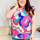 Find Yourself Fuchsia Geo Abstract V Neck Flutter Sleeve Top