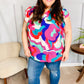 Find Yourself Fuchsia Geo Abstract V Neck Flutter Sleeve Top