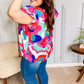 Find Yourself Fuchsia Geo Abstract V Neck Flutter Sleeve Top