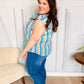 Happy Thoughts Sky Blue Striped Frill Button Down Top