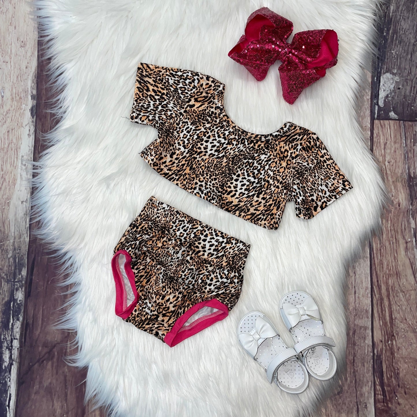 Leopard Print Crop Top and Bummies