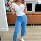 Lisa High Rise Control Top Wide Leg Crop Jeans in Sky Blue