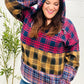 Holiday Ready Red & Mustard Plaid Notched Neck Flannel Hoodie