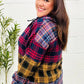 Holiday Ready Red & Mustard Plaid Notched Neck Flannel Hoodie