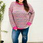 Bring Joy Magenta Multicolor Textured Waffle Knit Sweater