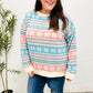 Snow White Nordic Fair Isle Print Cable Knit Hacci Sweater