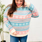 Snow White Nordic Fair Isle Print Cable Knit Hacci Sweater