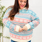 Snow White Nordic Fair Isle Print Cable Knit Hacci Sweater