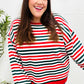 Christmas Red & Green Striped Oversized Knit Sweater