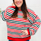 Christmas Red & Green Striped Oversized Knit Sweater