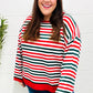 Christmas Red & Green Striped Oversized Knit Sweater