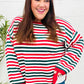 Christmas Red & Green Striped Oversized Knit Sweater