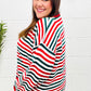 Christmas Red & Green Striped Oversized Knit Sweater