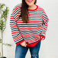 Christmas Red & Green Striped Oversized Knit Sweater