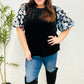 Feeling Glamorous Black Floral Sequin Puff Sleeve Velvet Top