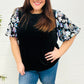 Feeling Glamorous Black Floral Sequin Puff Sleeve Velvet Top