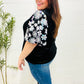 Feeling Glamorous Black Floral Sequin Puff Sleeve Velvet Top