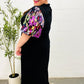 Black Floral Sequin Puff Sleeve Mock Neck Tiered Maxi Dress