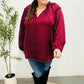 Holiday Vibes Burgundy Frill Detail Tie Neck Satin Top