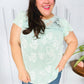 Lovely In Aqua Embroidered Flutter Sleeve Woven Top