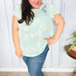 Lovely In Aqua Embroidered Flutter Sleeve Woven Top