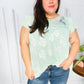 Lovely In Aqua Embroidered Flutter Sleeve Woven Top