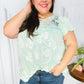 Lovely In Aqua Embroidered Flutter Sleeve Woven Top